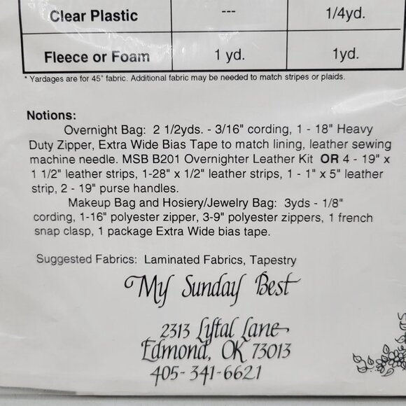 The Overnighter Travel Bag Sewing Pattern Tapestry and Laminated Fabric UNCUT - Picture 6 of 7